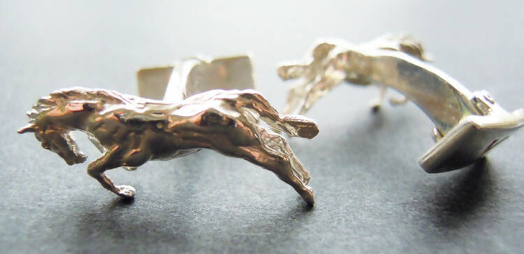 James Veale: "One Horse Race" silver cufflinks