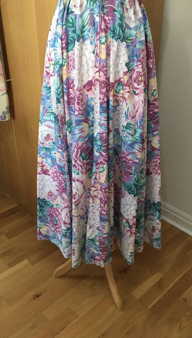 Vintage Laura Ashley Strapless Floral Tea Dress