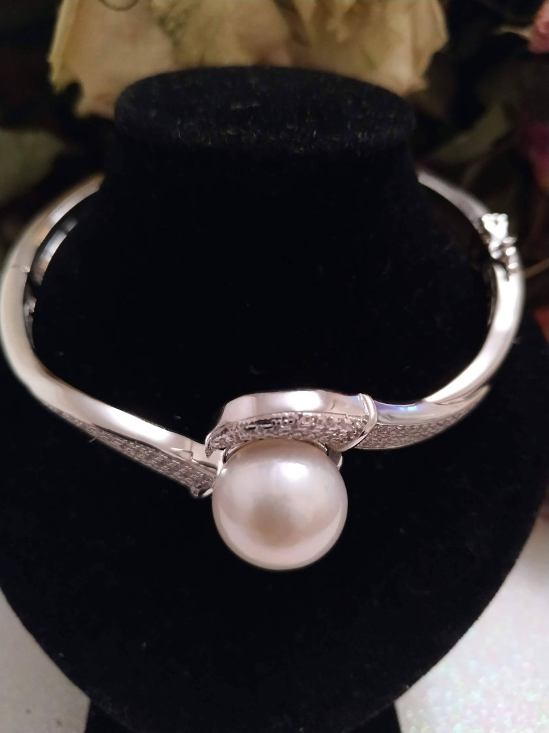 New Edison Pearl, White Zircon Bracelet