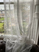 Beautiful Madras high end pale blue polka curtain Panelling 66”/120”length to finish