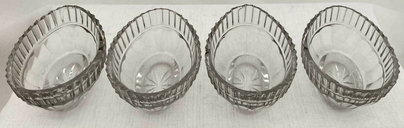 Victorian Set of Four Silver Plated & Cut Glass Salt Dishes, circa 1850 - 1860.