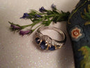 New Sapphire and Zircon 925 Sterling Silver with Platinum and Gold Overlay Ring (Size P)