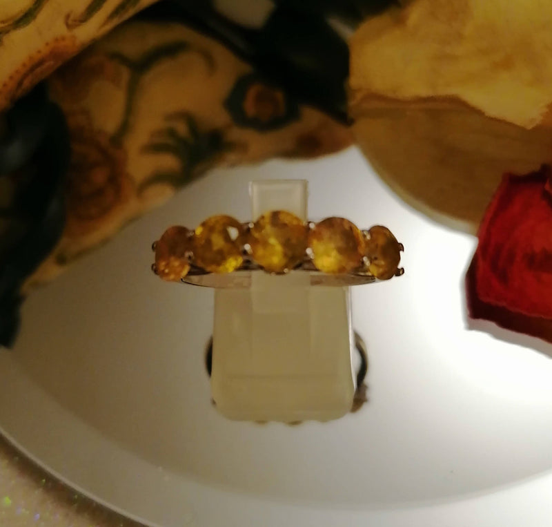 New Yellow Sapphire and Natural Cambodian Zircon Ring (Size T)