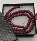 New Ruby (Rnd) Beads Necklace (Size 20) in Platinum Overlay Sterling Silver