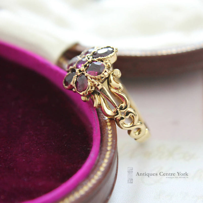 Victorian 18ct Almandine Garnet Cluster Ring