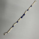 Lapis lazuli, pearl and silver bracelet