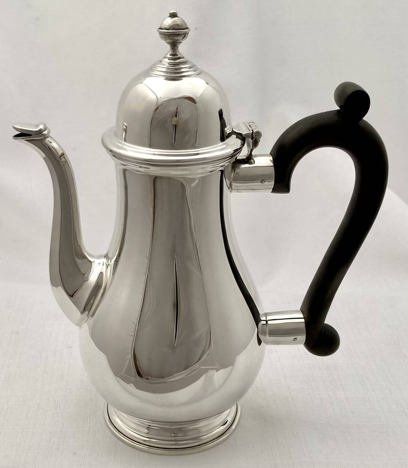 Elizabeth II Silver Bachelor's Coffee Pot. Birmingham 1973 Barker Ellis Silver Co. 12.7 troy ounces.
