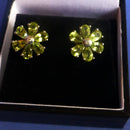Silver Peridot Flower Earrings