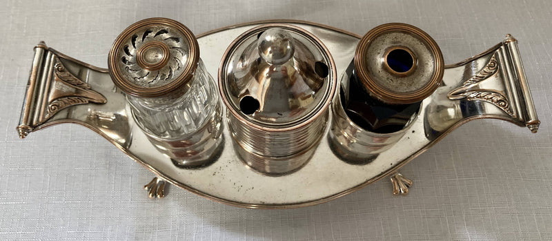 Georgian, George III, Old Sheffield Plate inkstand, circa 1800.