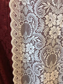 Marthe - Victorian Style white Cotton Lace Curtain Panelling By The Metre- Width 90cms - 36""