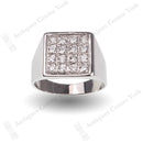 Gents 18ct White Gold & Diamond Square Cluster Ring
