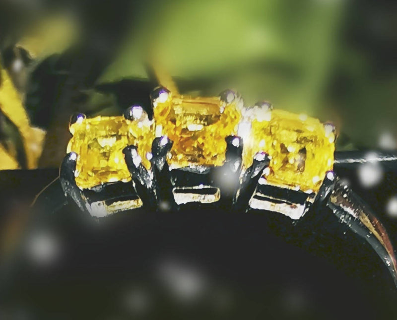 New Yellow Sapphire Trilogy Sterling Silver Ring - Size V