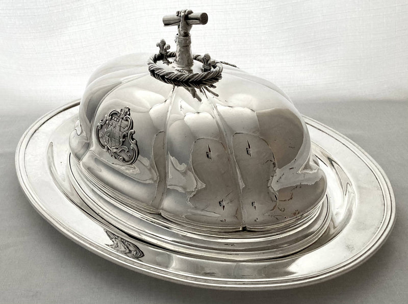 Old Sheffield Plate Dome with Silver Armorial & Handle for Robert Stephenson, Civil & Railway Engineer, Builder of the Rocket Locomotive.