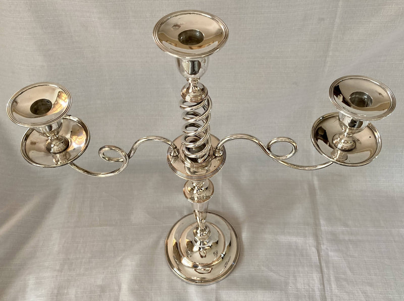 Georgian, George III, Pair of Old Sheffield Plate Three Light Candelabra, circa 1800 - 1810.