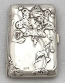 Edwardian Art Nouveau Silver Cigarette Case. London 1902 Benner Friedrich & Co. 2.5 troy ounces.