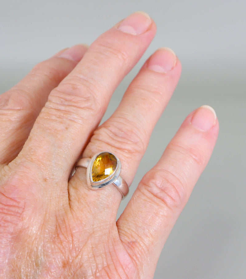 Vintage Silver and Honey Citrine Statement ring