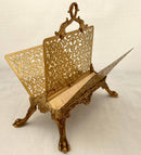 Gilt Metal Correspondence Stand on Lion Paw Feet with Dolphin Handle.