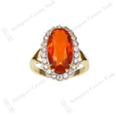 Handmade 18ct Fire Opal & Diamond Cluster