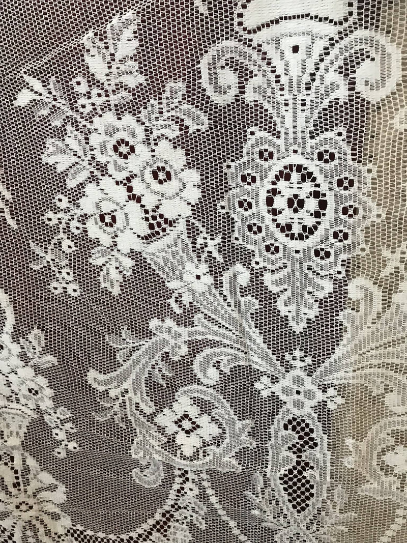 Victorian Period Design Cream Cotton Lace Curtain Panel or bedcover ReadyTo Hang- 68'/98”