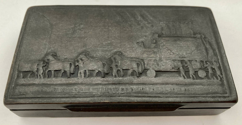 1840 Paris Funeral Procession of Napoleon Bonaparte Pressed Horn Snuff Box.