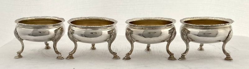 Georgian, George III, set of four silver salts. London 1792 Peter & Ann Bateman. 6 troy ounces.