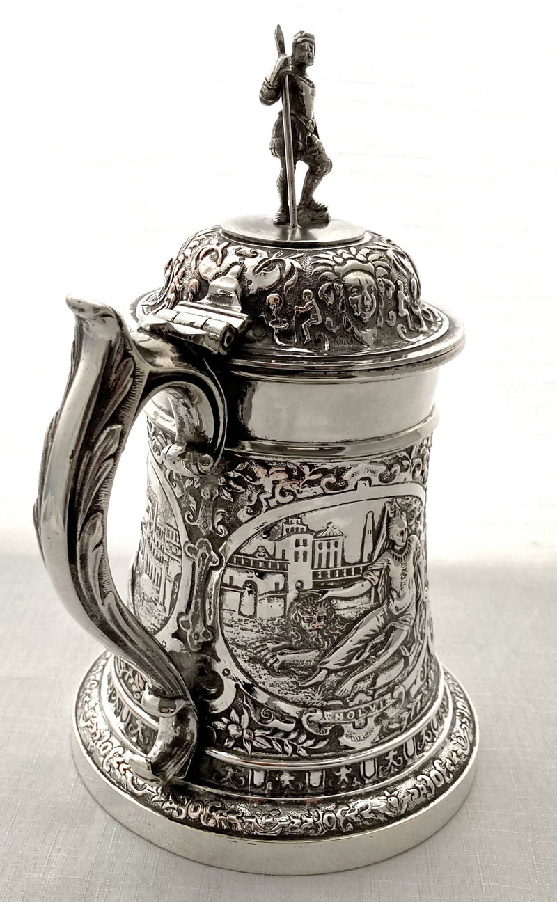 Ornate Victorian Silver Plated Neo-Classical Tankard. John Grinsell & Sons.