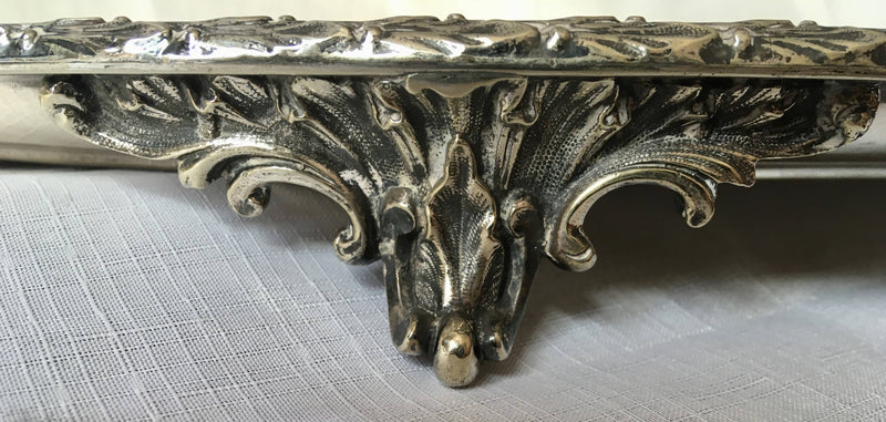 Early Victorian twin handled, silver plated and crested oval serving tray. Thomas Wilkinson, circa 1840 - 1860.