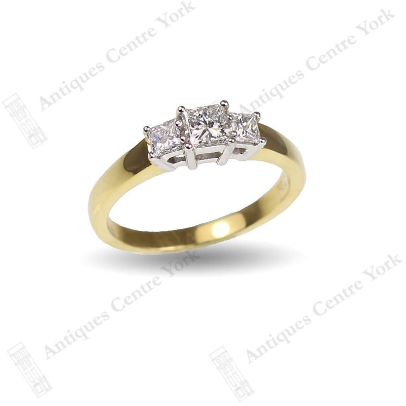 18ct Princess Cut Diamond 0.54ct 3 Stone Ring
