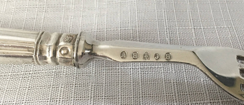 Victorian silver handled Kings pattern dessert service for twelve persons. Sheffield circa 1853 - 1862, Martin Hall & Co.