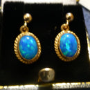 9ct Gold Blue Opalite Drop Earrings