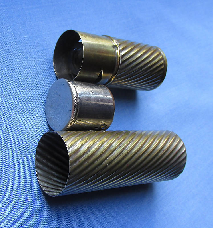 Brass Travelling Inkwell/Bayonet Locking Device/Spiral Decoration