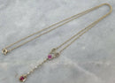 Murrle Bennett & Co 9ct Yellow Gold Art Nouveau Hallmarked 1910 Pink Sapphire, Ruby & Pearl Drop Necklace