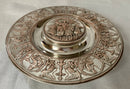 Elkington, Victorian, Neo Classical Silver Plate on Copper Circular Inkstand. Elkington & Co. 1873.
