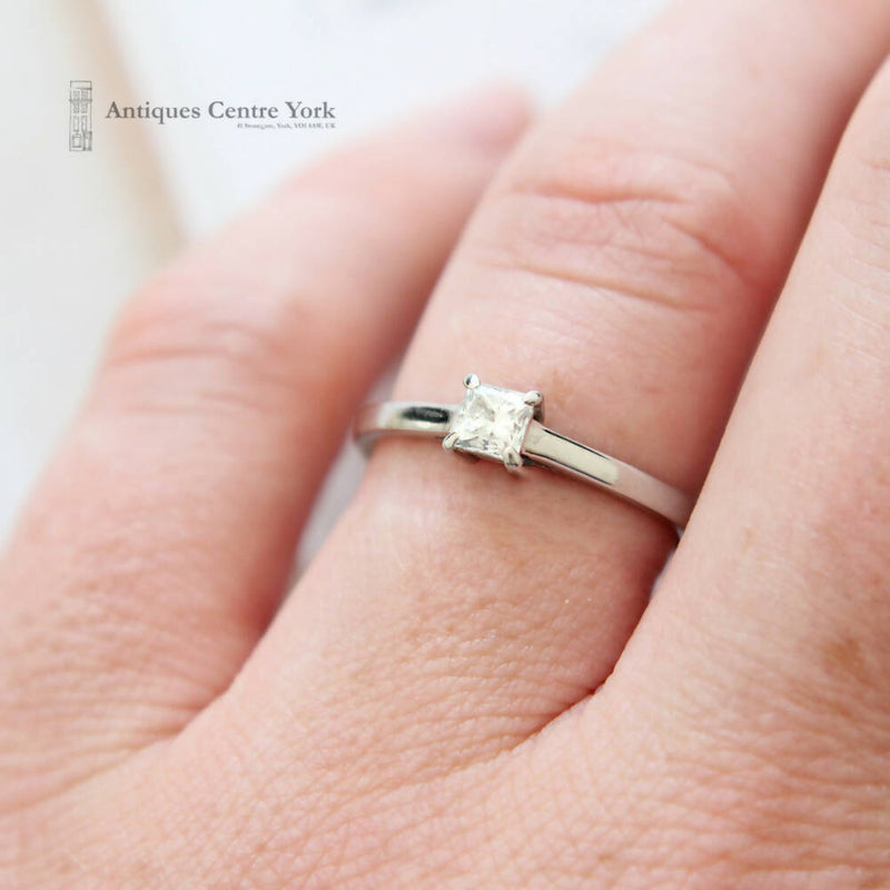 Palladium Princess-Cut Diamond Solitaire 0.35ct