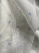 Beautiful Madras high end pale blue polka curtain Panelling 66”/120”length to finish