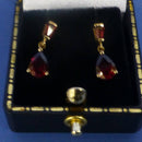 9ct Gold Garnet Drop Earrings