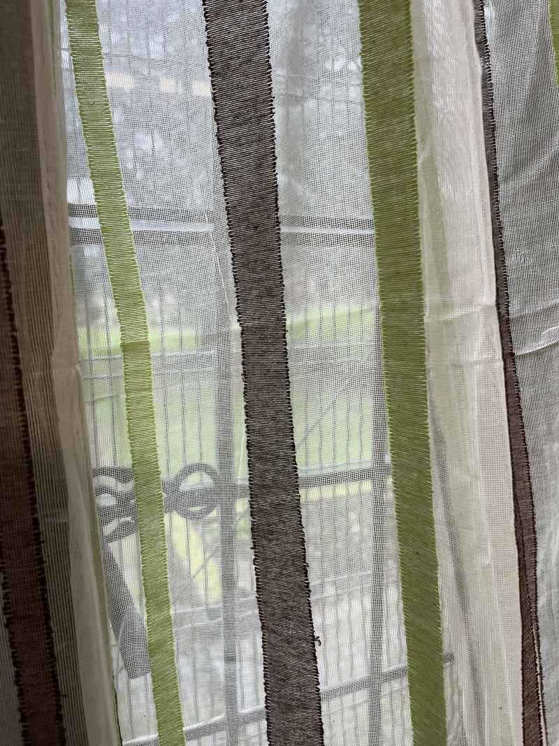 Scottish Madras Panel with Green and Brown Stripe Design 69” / 94”