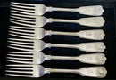 Victorian set of Six Double Struck Silver Plated Crested Table Forks. William Hutton & Sons.