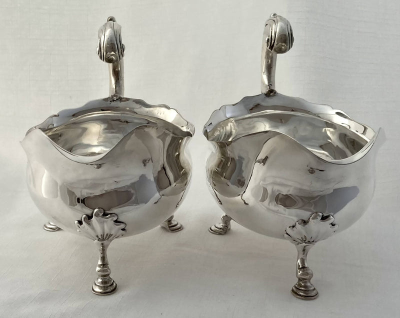 Georgian, George II, Pair of Silver Sauce Boats. London 1752 John Payne. 16.8 troy ounces.