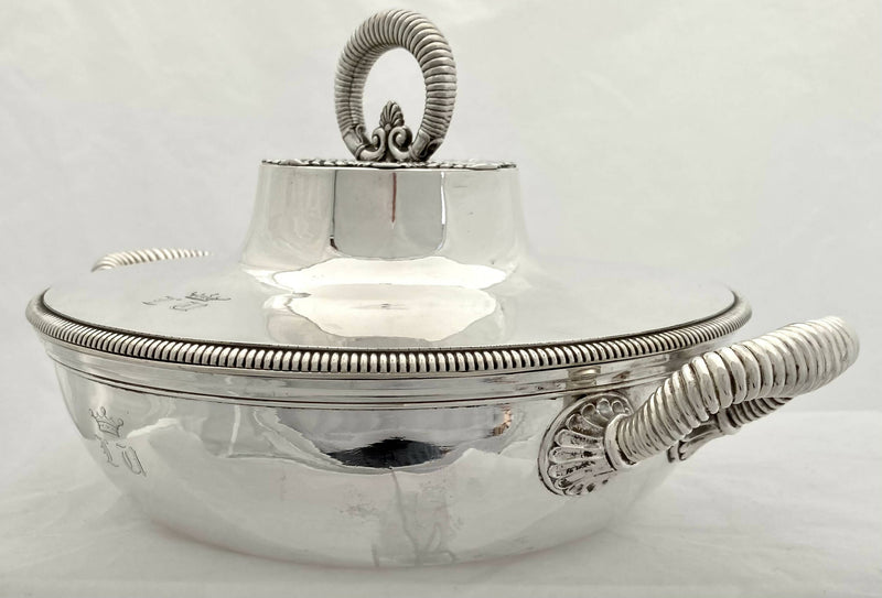French First Empire Silver Entree Dish, Liner & Cover. Odiot of Paris. 52.5 troy ounces.
