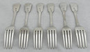 Georgian, George IV, Six Silver Crested Dessert Forks. York 1825 Barber, Cattle & North. 7.5 troy ounces. 