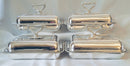 Georgian, George III, set of four Sheffield Plated entree dishes and covers with matching crests. Circa 1810.