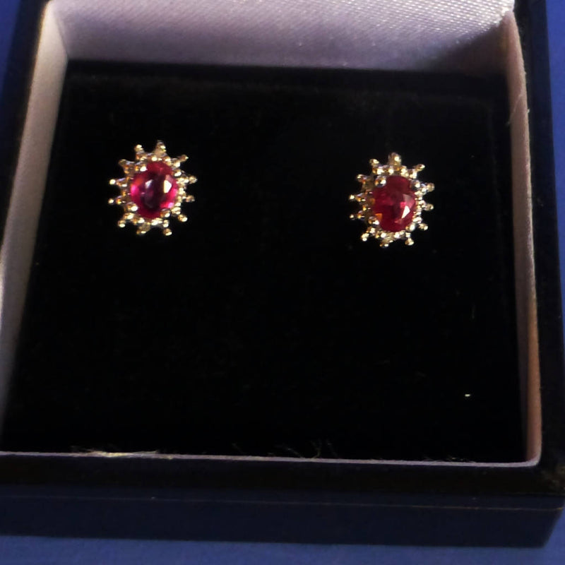 Silver Ruby Stud Earrings