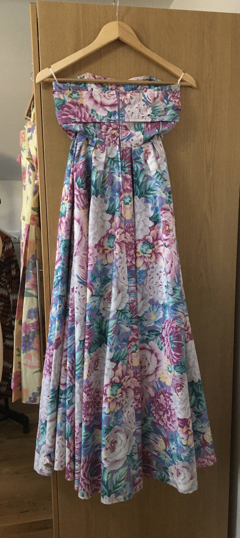 Vintage Laura Ashley Strapless Floral Tea Dress