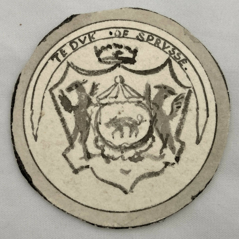 19th Century Boxwood Counter Box Enclosing Nine Armorial Watercolour Roundels.