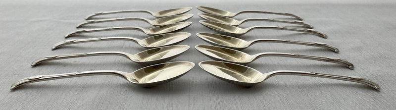 Victorian Cased Set of Twelve Silver Plated & Gilded Ice Cream Spades. Mappin & Webb, circa 1887.