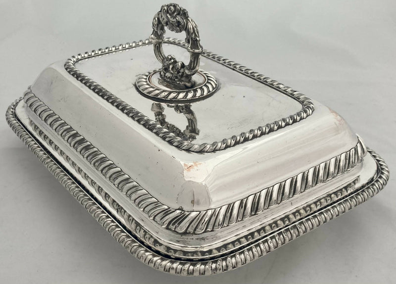 Georgian Old Sheffield Plate Crested Entree Dish & Cover, circa 1820.