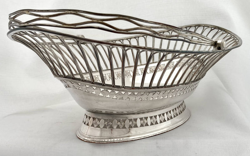 Georgian, George III, Old Sheffield Plate Cake Basket, circa 1780. Gray Family Crest.