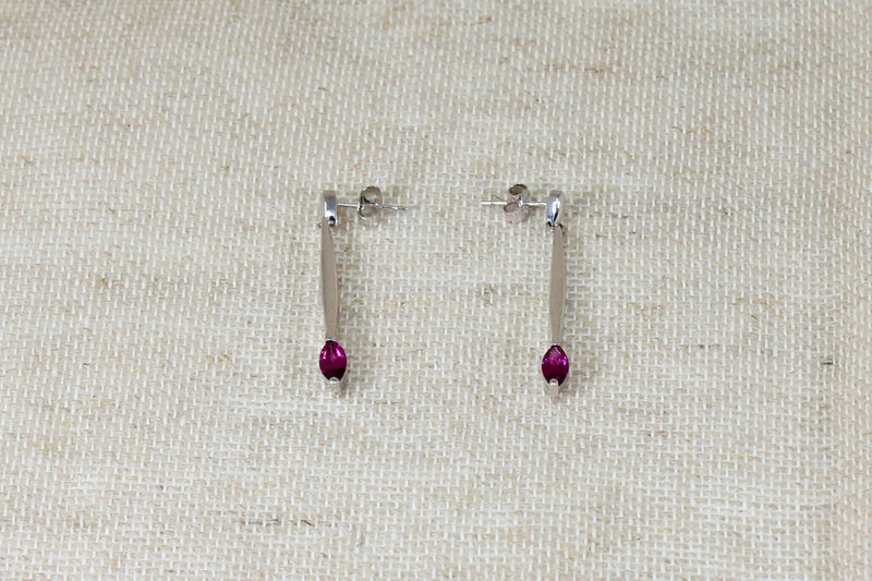 Silver & Red Spinel Dropper Earrings