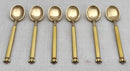 Cased Set of Six Art Deco Silver Gilt & Guilloche Enamel Demitasse Spoons. David Andersen, Norway. 2 troy ounces.